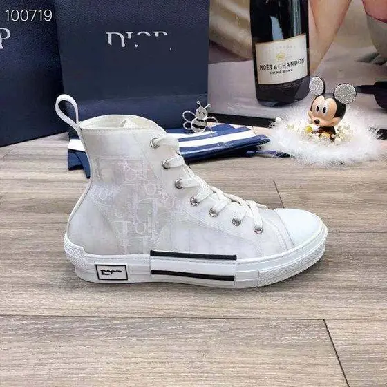 Dior B23 League High-Top Sneakers, White Oblique Printed Canvas with Transparent