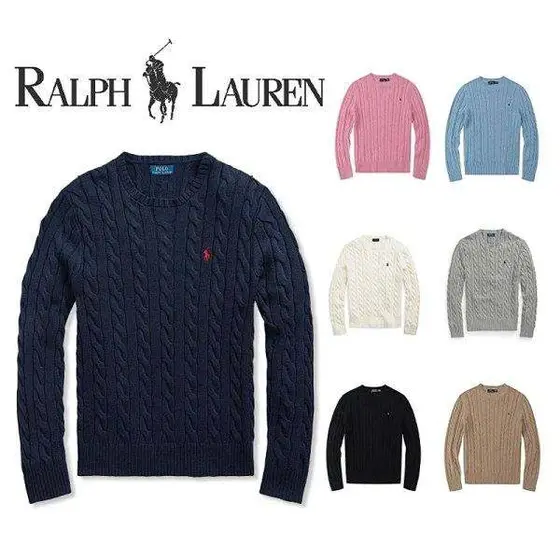 Ralph Lauren Cable-Knit Crewneck Sweater with Polo Pony Logo