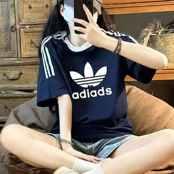 2026Adidas Cotton Short-sleeved T-shirt Loose Men's and Women's Couple's Summer 