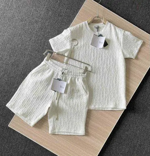 Dior Jacquard Short‑Sleeve  Shorts Two‑Piece Set
