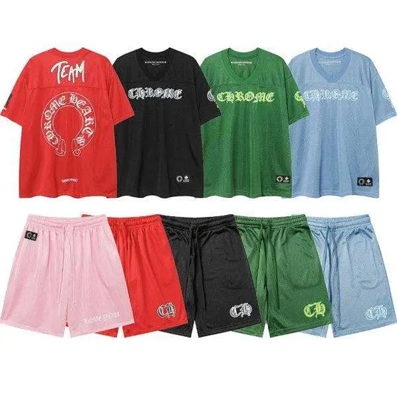 Chrome Hearts Mesh Jersey Short‑Sleeve  Shorts Two‑Piece Set